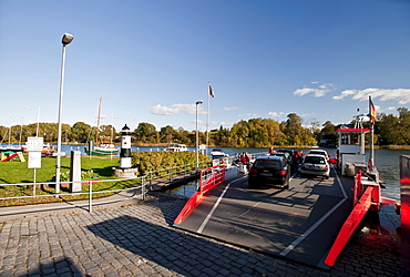 Car ferry near Missunde, Schlei, Baltic Sea, Schleswig-Holstein, Germany