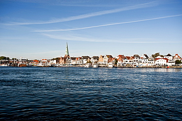 View over harbor to old town, Travemunde, Lubeck, Schleswig-Holstein, Germany