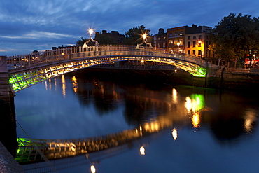 Ha'Penny Bridge and River Liffey, Dublin, County Dublin, Ireland