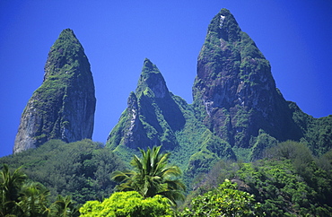 The island of Ua Pou with its unique rock spires, French Polynesia