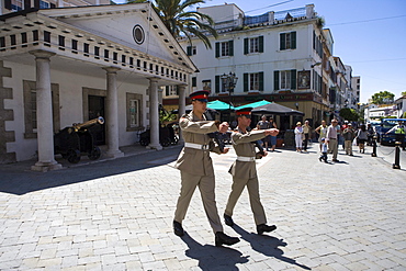 Changing of the guards at military base, Gibraltar, Europe