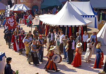 Medieval festival at Hardenburg ruin in 2009, Bad Duerkheim, Deutsche Weinstrasse, Palatinate, Rhineland-Palatinate, Germany, Europe