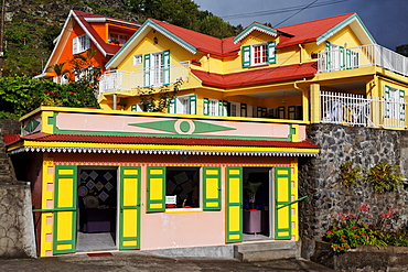 Colourful creole house in Cilaos, La Reunion, Indian Ocean