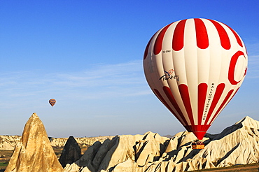 Hot-air-balloons over the Goereme valley, Goereme, Cappadocia, Turkey