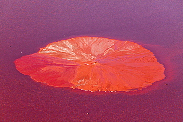 Aerial view of red mud waste product in a holding pond from an aluminium production site near Stade, Lower Saxony, Germany