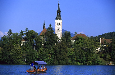 Lake Bled with Bled island and the Church of the Assumption, Slovenia