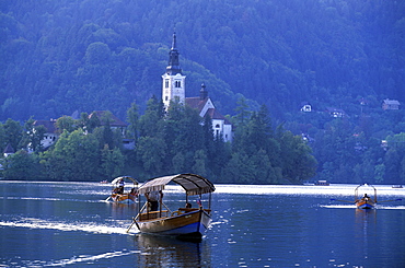 Lake Bled with Bled island and the Church of the Assumption, Slovenia