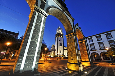 Church Matriz de Sao Sebastiao in the evening, Ponta Delgada, Island of Sao Miguel, Azores, Portugal, Europe