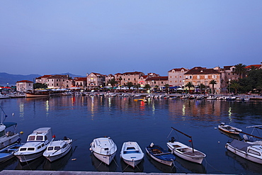 Harbor promenade in the evening, Supetar, Brac, Split-Dalmatia, Croatia