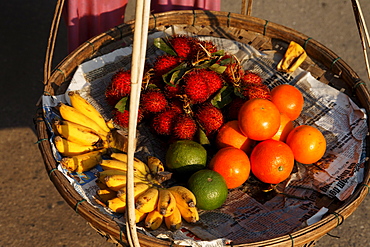 Fresh fruits in a basket, Hoi An, Annam, Vietnam