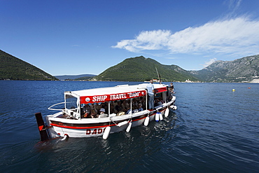 Excursion boat in the bay of Kotor, Perast, Montenegro, Europe