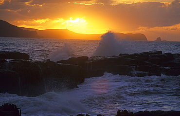 Sunset on the wild coast, New Zealand