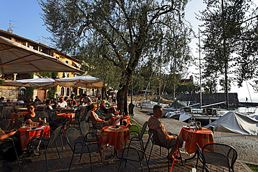 People sitting outside, Cafe, Torri del Benaco, Lake Garda, Veneto, Italy