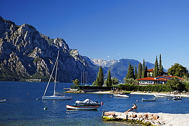 People on the beach, Lake Garda, Veneto, Italy