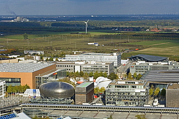 aerial view, trade fair grounds in Hanover Laatzen in Hanover, Lower Saxony, northern Germany