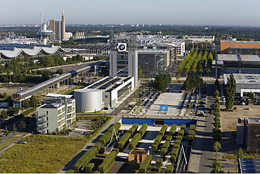 aerial view, trade fair grounds in Hanover Laatzen in Hanover, Lower Saxony, northern Germany