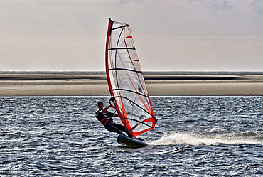 Windsurfer on the North Sea, North Sea Spa Resort Langeoog, East Frisia, Lower Saxony, Germany