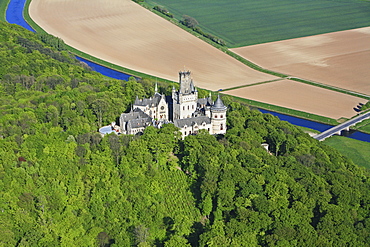 aerial view, Marienburg Castle, region of Hanover, Leine River, Lower Saxony, northern Germany