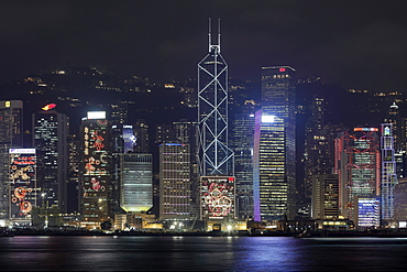 Hong Kong Skyline with Bank of China Tower at night, Hong Kong, China