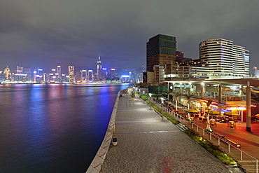 Tsim Sha Tsui Promenade at night, Kowloon, Hong Kong, China