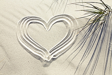 Heart on a sandy beach, Bornholm, Denmark