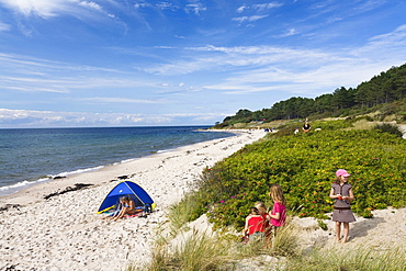 Children on Baltic Sea beach, Hasle, Bornholm, Denmark