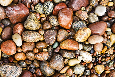 Colouful stones on the beach, Hasle, Bornholm, Denmark, Europe