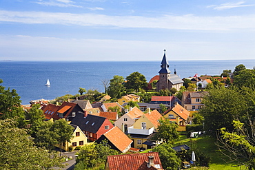 Gudhjem village at the east coast, Bornholm, Denmark, Europe