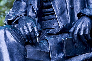 Detail of Theodor Fontane memorial, Neuruppin, Brandenburg, Germany, Europe