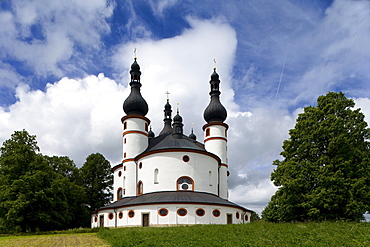 The pilgrimchurch of Kappl under clouded sky, Upper Palatinate, Bavaria, Germany, Europe