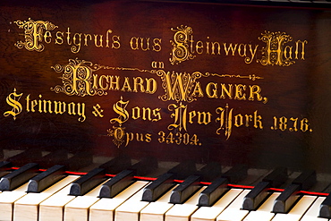 Detail of the piano at Villa Wahnfried, the former residence of Richard Wagner (1813Ã±1883), Bayreuth, Bavaria, Germany, Europe