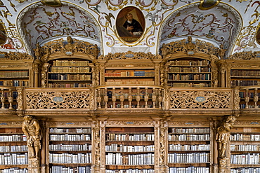 Library in the monastery of Waldsassen, Upper Palatinate, Bavaria, Germany