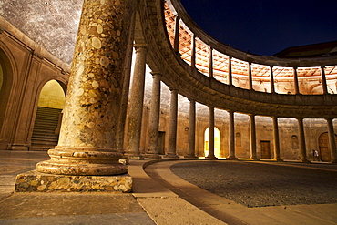 The Museo de la Alhambra and Museo de Bellas Artes at night, Alhambra, Granada, Spain