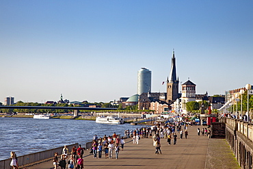 People at Rhine promenade, Duesseldorf, Duesseldorf, North Rhine-Westphalia, Germany, Europe