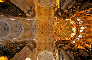 Rich ornament, ceiling of cathedral, Granada, Alhambra, Andalusia, Spain, Mediterranean Countries