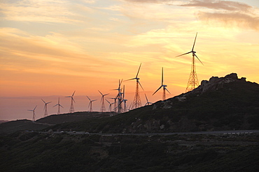 Wind energy plant, Strait of Gibraltar, Tarifa, Andalusia, Spain