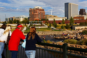 Skyline view and Platte River, DenverColorado, USA, North America, America