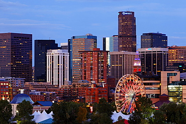 Skyline and Elitch garden amusement park, Denver, Colorado, USA