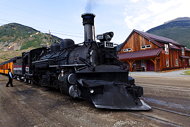 Durango-Silverton Narrow Gauge Railroad at Silverton station, La Plata County, Colorado, USA, North America, America