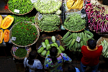 People at stalls in the market hall, Port Louis, Mauritius, Africa