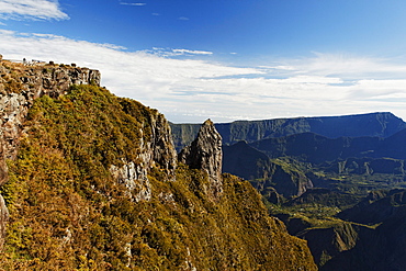 Maido, View into the caldera of Mafate, La Reunion, Indian Ocean