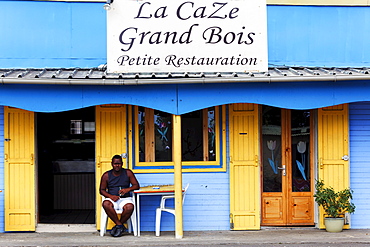 Terrace of a creole bistro, Grand Bois, La Reunion, Indian Ocean