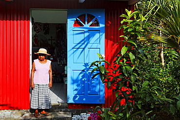 Entrance of a chapel in St. Philippe, La Reunion, Indian Ocean