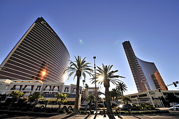 Wynns Hotel on the Strip under blue sky, Las Vegas, Nevada, USA, America