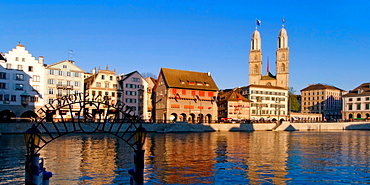 Zurich with Great Minster cathedral, Zurich, Switzerland