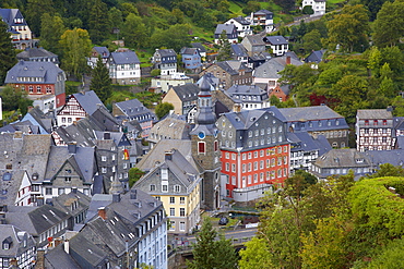 Viewl at Monschau with the Rotes Haus (1756-1765), Eifel, North Rhine-Westfalia, Germany, Europe