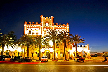 Spain Menorca Mahon Ciutadella old city center former town hall at twilight