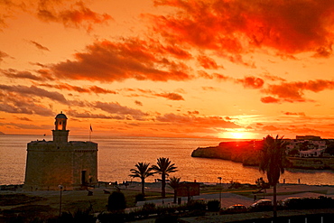 Spain Menorca Mahon Ciutadella Castle St. Nicholas sunset