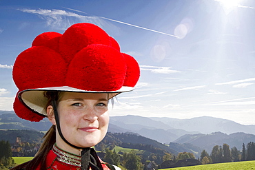 Young woman in traditional costume, Black Forest, Baden-Wuerttemberg, Germany, Europe