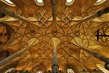 Vault at the Jeronimos monastery, Lisbon, Portugal, Europe